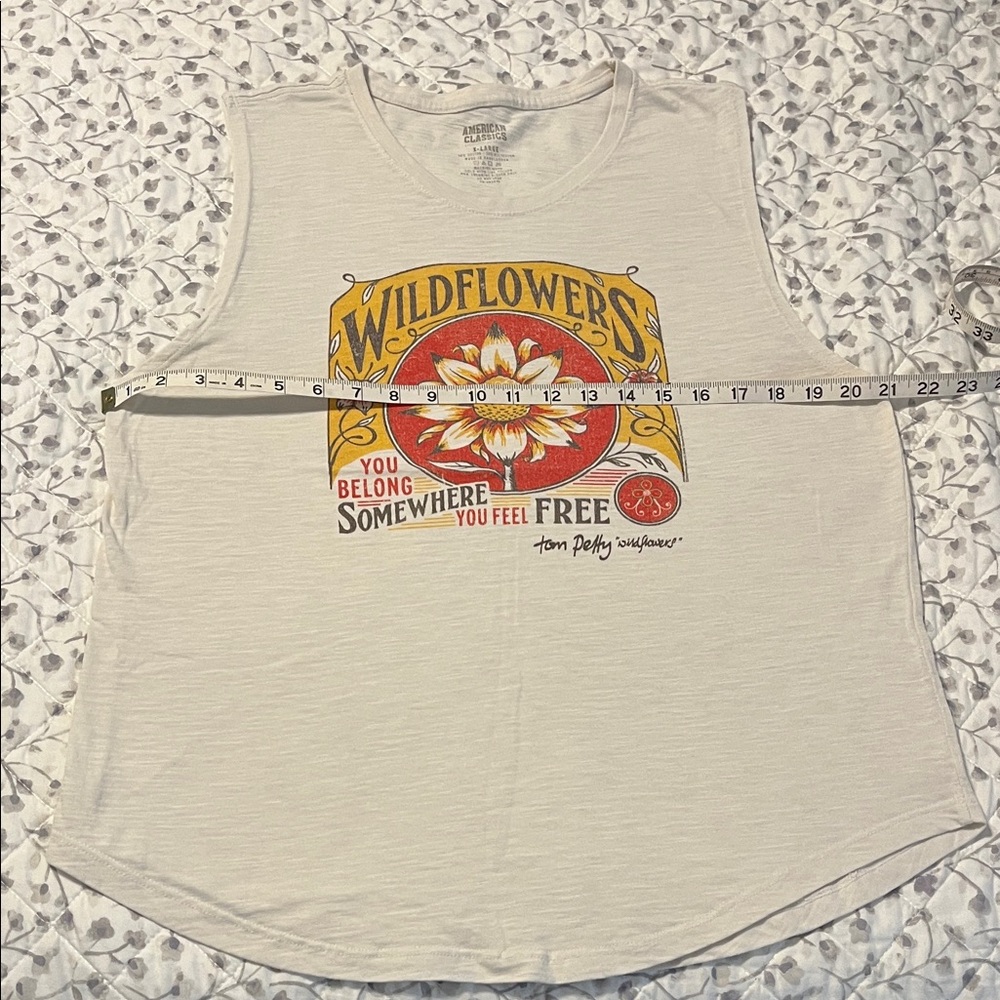 Source Unknown Wildflowers Graphic Muscle Tee - Cream and Orange